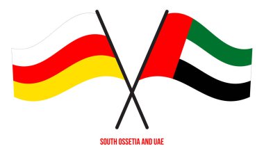 Güney Osetya ve BAE Bayrakları Çarpıştı ve Sallanan Düz Stil. Resmi Orantı. Renkleri Düzelt.