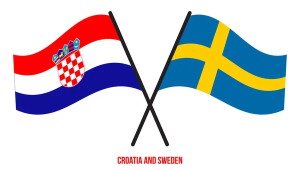 Хорватія Швеція Прапори Перетинають Розмахують Флейтою Офіційна Пропозиція Правильні Кольори — стоковий вектор
