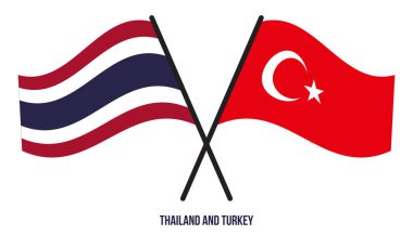 Tayland ve Hindi Bayrakları Çapraz ve Dalgalanan Düz Tarz. Resmi Orantı. Renkleri Düzelt.