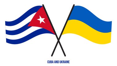 Küba ve Ukrayna Bayrakları Çapraz ve Sallanan Düz Tarz. Resmi Orantı. Renkleri Düzelt.