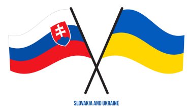 Slovakya ve Ukrayna Bayrakları Çapraz ve Sallanan Düz Tarz. Resmi Orantı. Renkleri Düzelt.