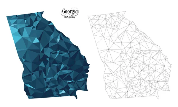 Low Poly Map Georgia State Ηπα Εικονογράφηση Διάνυσμα Πολυγωνικό Σχήμα — Διανυσματικό Αρχείο