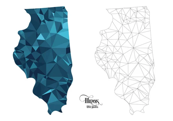 Low Poly Map Illinois State Usa Inglés Ilustración Vectorial Forma — Vector de stock