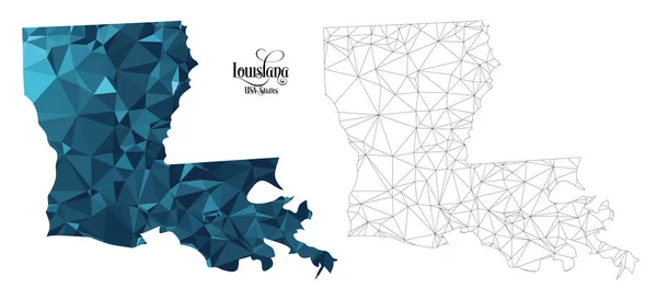 Mappa Low Poly Dello Stato Della Louisiana Usa Illustrazione Vettoriale — Vettoriale Stock