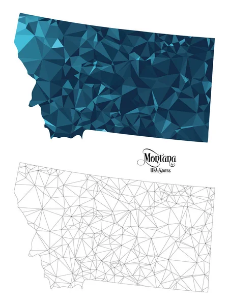 Low Poly Map Montana State Inglés Ilustración Vectorial Forma Poligonal — Archivo Imágenes Vectoriales