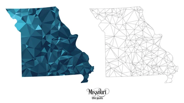 Niska Mapa Stanu Missouri Usa Wielokątna Ilustracja Wektora Kształtu Białym — Wektor stockowy