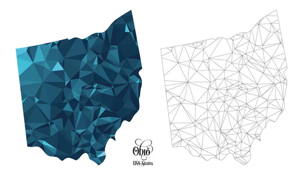 Mappa Bassa Ohio State Usa Illustrazione Vettoriale Forma Poligonale Sfondo — Vettoriale Stock