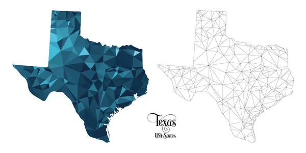 Χαμηλός Πολυ Χάρτης Της Πολιτείας Του Τέξας Ηπα Εικονογράφηση Διάνυσμα — Διανυσματικό Αρχείο