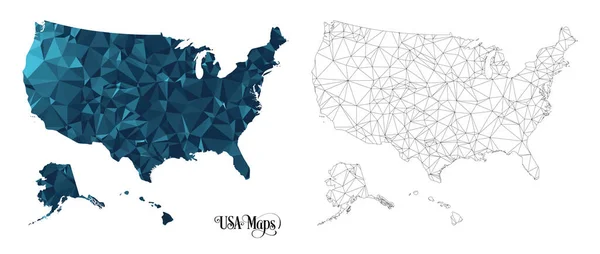 Low Poly Map Alabama State Usa 사용하여 백지에 그림을 수있다 — 스톡 벡터