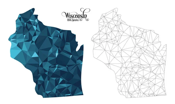 Low Poly Map Wisconsin State Ηπα Εικονογράφηση Διάνυσμα Πολυγωνικό Σχήμα — Διανυσματικό Αρχείο