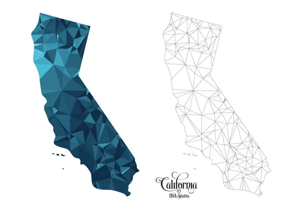 Low Poly Map California State Ηπα Εικονογράφηση Διάνυσμα Πολυγωνικό Σχήμα — Διανυσματικό Αρχείο