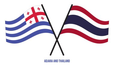 Adjara ve Tayland Bayrakları çapraz ve Sallanan Düz Stil. Resmi Orantı. Renkleri Düzelt.