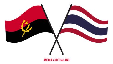 Angola ve Tayland Bayrakları Çarpıştı ve Sallanan Düz Stil. Resmi Orantı. Renkleri Düzelt.