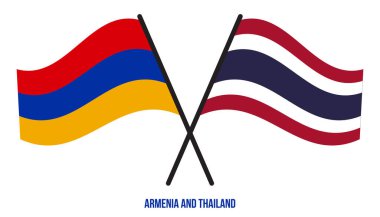Ermenistan ve Tayland Bayrakları Çapraz ve Sallanan Düz Tarz. Resmi Orantı. Renkleri Düzelt.