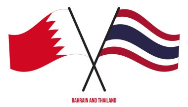 Bahreyn ve Tayland Bayrakları Çapraz ve Sallanan Düz Tarz. Resmi Orantı. Renkleri Düzelt.