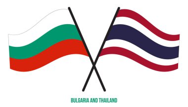 Bulgaristan ve Tayland Bayrakları Çapraz ve Dalgalı Düz Stil. Resmi Orantı. Renkleri Düzelt.