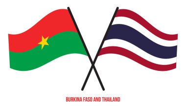Burkina Faso ve Tayland Bayrakları çapraz ve Sallanan Düz Stil. Resmi Orantı. Renkleri Düzelt.