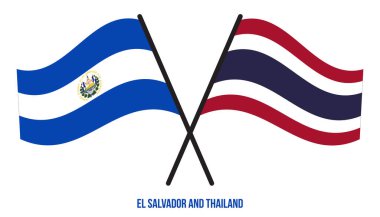 El Salvador ve Tayland bayrakları çaprazlandı ve düz sallandı. Resmi Orantı. Renkleri Düzelt.