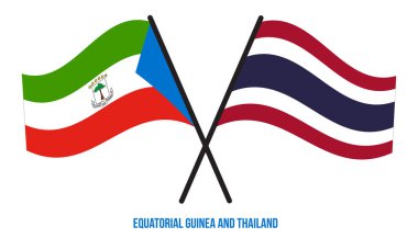 Ekvator Ginesi ve Tayland Bayrakları çapraz ve Sallanan Düz Stil. Resmi Orantı.