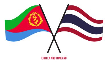 Eritre ve Tayland Bayrakları çapraz ve Sallanan Düz Stil. Resmi Orantı. Renkleri Düzelt.