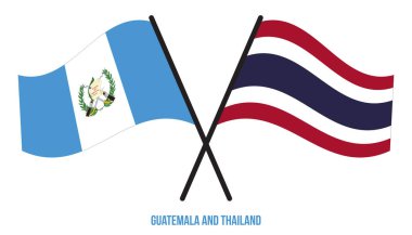 Guatemala ve Tayland Bayrakları Çapraz ve Sallanan Düz Stil. Resmi Orantı. Renkleri Düzelt.
