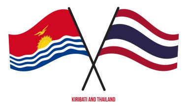 Kiribati ve Tayland Bayrakları Çapraz ve Sallanan Düz Stil. Resmi Orantı. Renkleri Düzelt.