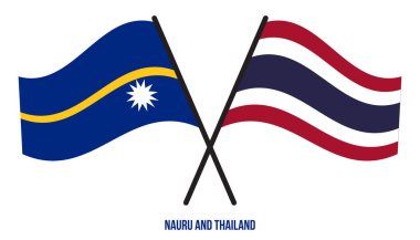 Nauru ve Tayland Bayrakları Çapraz ve Sallanan Düz Stil. Resmi Orantı. Renkleri Düzelt.