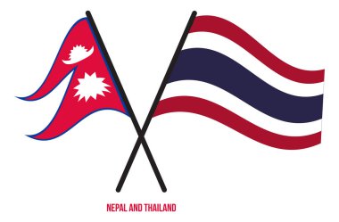 Nepal ve Tayland Bayrakları Çapraz ve Sallanan Düz Tarz. Resmi Orantı. Renkleri Düzelt.