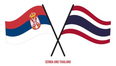 Sırbistan ve Tayland Bayrakları Çarpıştı ve Sallanan Düz Stil. Resmi Orantı. Renkleri Düzelt.