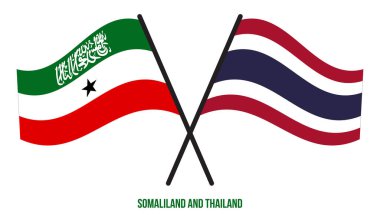 Somaliland ve Tayland Bayrakları Çapraz ve Dalgalanan Düz Stil. Resmi Orantı. Renkleri Düzelt.