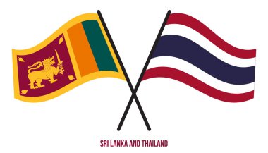 Sri Lanka ve Tayland Bayrakları Çapraz ve Dalgalı Düz Tarz. Resmi Orantı. Renkleri Düzelt.