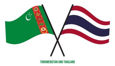 Türkmenistan ve Tayland Bayrakları Çapraz ve Sallanan Düz Tarz. Resmi Orantı. Renkleri Düzelt.