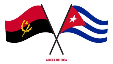 Angola ve Küba Bayrakları Çarpıştı ve Sallanan Düz Stil. Resmi Orantı. Renkleri Düzelt.