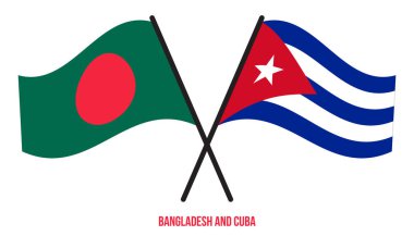 Bangladeş ve Küba Bayrakları Çapraz ve Sallanan Düz Tarz. Resmi Orantı. Renkleri Düzelt.