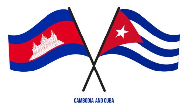 Kamboçya ve Küba Bayrakları Çapraz ve Sallanan Düz Tarz. Resmi Orantı. Renkleri Düzelt.