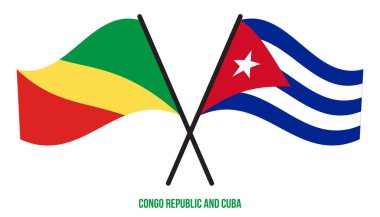 Kongo Cumhuriyeti ve Küba Bayrakları Çapraz ve Sallanan Düz Tarz. Resmi Orantı. Renkleri Düzelt.