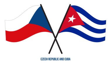 Çek Cumhuriyeti ve Küba Bayrakları Çapraz ve Sallanan Düz Tarz. Resmi Orantı. Renkleri Düzelt.