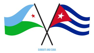 Cibuti ve Küba Bayrakları Çapraz ve Sallanan Düz Stil. Resmi Orantı. Renkleri Düzelt.