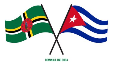 Dominica ve Küba Bayrakları Çarpıştı ve Sallanan Düz Stil. Resmi Orantı. Renkleri Düzelt.