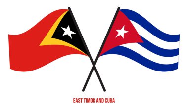 Doğu Timor ve Küba Bayrakları Çarpıştı ve Sallanan Düz Stil. Resmi Orantı. Renkleri Düzelt.