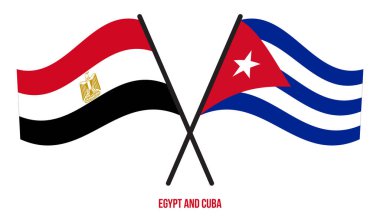 Mısır ve Küba Bayrakları Çapraz ve Sallanan Düz Tarz. Resmi Orantı. Renkleri Düzelt.
