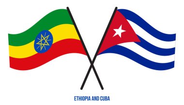 Etiyopya ve Küba Bayrakları Çapraz ve Sallanan Düz Tarz. Resmi Orantı. Renkleri Düzelt.