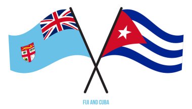 Fiji ve Küba Bayrakları Çarpıştı ve Sallanan Düz Stil. Resmi Orantı. Renkleri Düzelt.