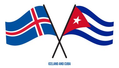 İzlanda ve Küba Bayrakları Çapraz ve Sallanan Düz Tarz. Resmi Orantı. Renkleri Düzelt.