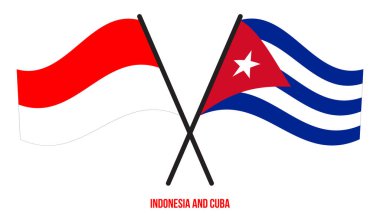 Endonezya ve Küba Bayrakları Çapraz ve Sallanan Düz Tarz. Resmi Orantı. Renkleri Düzelt.