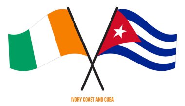 Fildişi Sahilleri ve Küba Bayrakları Çapraz ve Sallanan Düz Tarz. Resmi Orantı. Renkleri Düzelt.