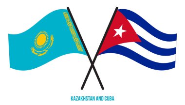 Kazakistan ve Küba Bayrakları Çapraz ve Sallanan Düz Tarz. Resmi Orantı. Renkleri Düzelt.