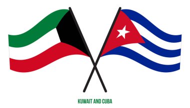 Kuveyt ve Küba Bayrakları Çapraz ve Sallanan Düz Tarz. Resmi Orantı. Renkleri Düzelt.