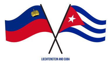 Lihtenştayn ve Küba Bayrakları çapraz ve Sallanan Düz Stil. Resmi Orantı. Renkleri Düzelt.