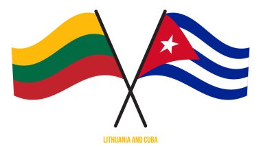 Litvanya ve Küba Bayrakları Çapraz ve Sallanan Düz Tarz. Resmi Orantı. Renkleri Düzelt.